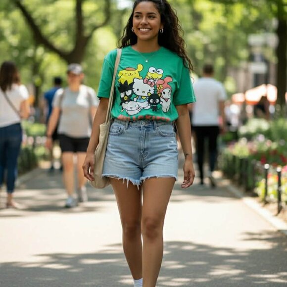 Sanrio Hello Kitty and Friends Green Graphic Tee – Size S - Picture 5 of 5